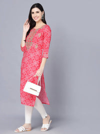 Thumbnail for Myshka Women Pink Floral Printed Kurta - Distacart