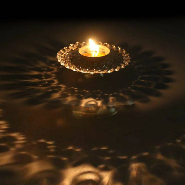 Craftvatika Gold-Toned Crystal Akhand Diya Oil Puja Lamp - Distacart