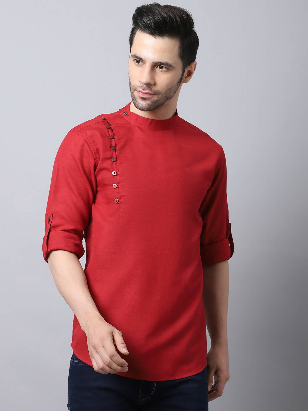 Even Apparels Maroon Pure Cotton Kurta With Side Placket - Distacart