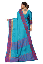 Thumbnail for Vamika Ethnic Fire Rama Green Cotton Silk Saree - Distacart