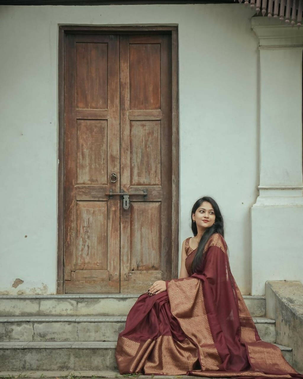 DEIANA'S Beautiful Golden Jari with New Design Soft Lichi Silk Saree - Maroon - Distacart
