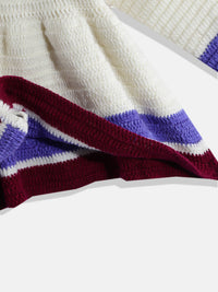 Thumbnail for Chutput Kids Woollen Hand Knitted Full Sleeves Self Desgin Hoodie Dress - Cream - Distacart