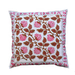 Thumbnail for The Decor Nook Pink Brown Floral Print With Pink Border Cushion Cover - Distacart