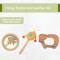 Thumbnail for Matoyi Fishy Foo–Baby Rattle & Neem Teether Combo - Distacart
