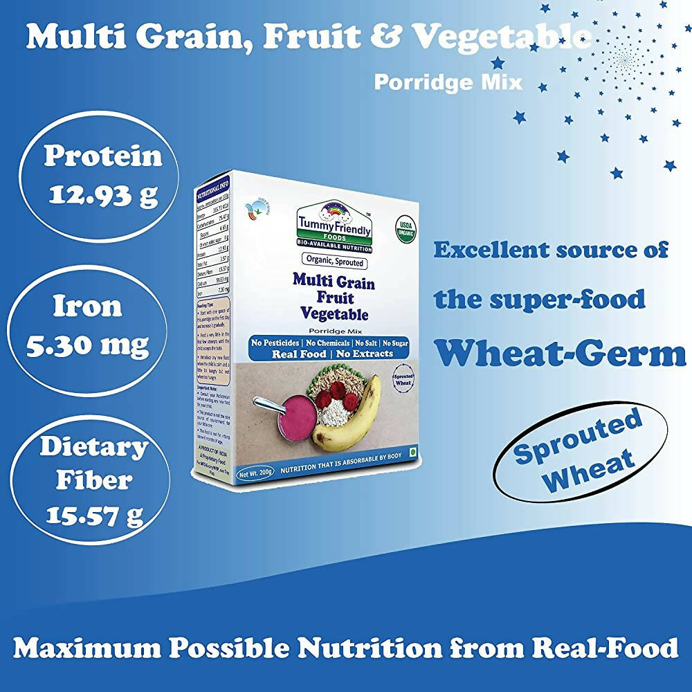 TummyFriendly Foods Organic Sprouted MultiGrain Fruit Vegetable Porridge Mix - Distacart