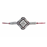 Thumbnail for Diamond Shape with White and Red Kundans Rakhi - Distacart