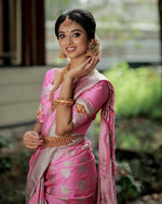 Thumbnail for DEIANA'S Beautiful Golden Jari with New Design Soft Lichi Silk Saree - Baby pink - Distacart