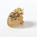 Thumbnail for Mominos Fashion Joharkamal Gold-Plated Stone Studded Adjustable Finger Ring - Design 17 - Distacart