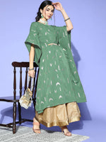 Thumbnail for Janasya Green Geometric New Age Kaftan Kurta - Distacart