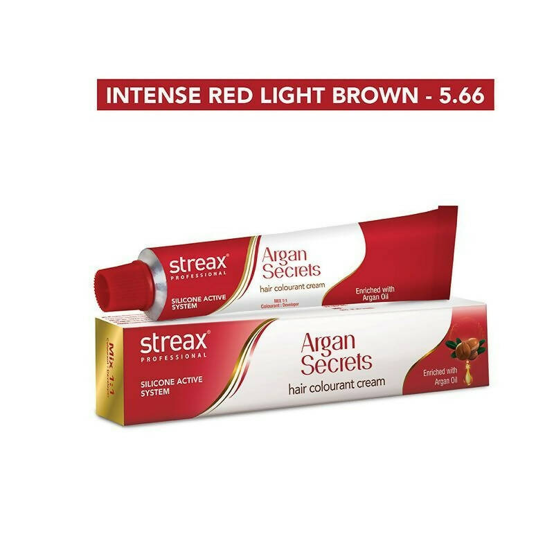 Streax Professional Argan Secrets Hair Colourant Cream - Intense Red Light Brown 5.66 - Distacart