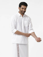 Thumbnail for Ramraj Cotton Mens Full Sleeve Formal Poly Cotton White Shirt - Distacart