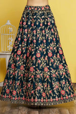 Thumbnail for Blue Silk Semi-Stitched Wedding Bridal Lehenga - Nimaya - Distacart