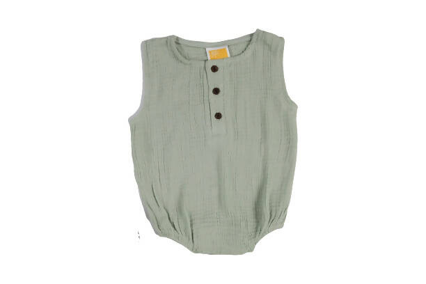 Sunshine Baby Cute Organic Muslin Cotton Sleeveless Rompers For Babies - Greenish Grey - Distacart