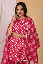 Thumbnail for Vamika Women Printed Cotton Pink Party Wear/Casual Wear Kurta Set/Suit - Distacart
