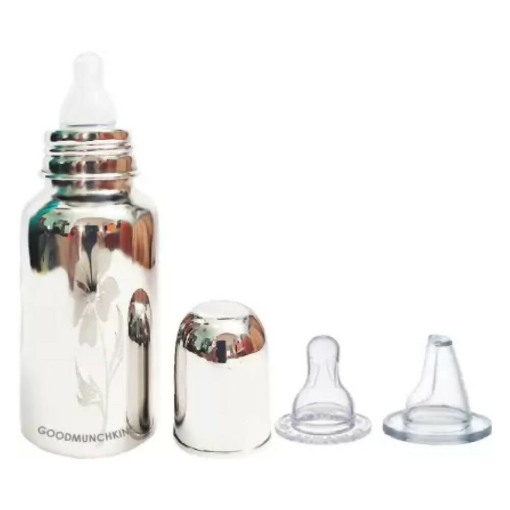 Goodmunchkins Stainless Steel Feeding Rustfree Bottle with 2 Anti Colic Silicone Nipple For Kids 220 ml - Distacart