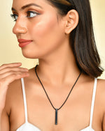 Thumbnail for VOJ Women Black -Toned Stainless Steel Rhodium Plated Chain With Pendant Beads Chain - Distacart