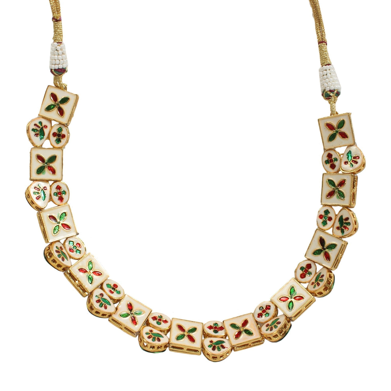 Peryl Women Kundan Necklace With Earrings(2 Pc Set) - Distacart