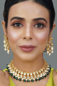 Thumbnail for Peryl Women Beaded Kundan Necklace With A Pair Of Earrings(2 Pc Set) - Distacart