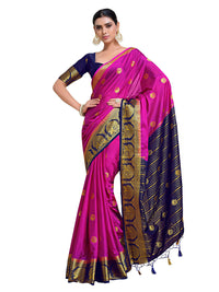 Thumbnail for Mimosa Women's Pink Mysore Silk Crepe Saree - Distacart