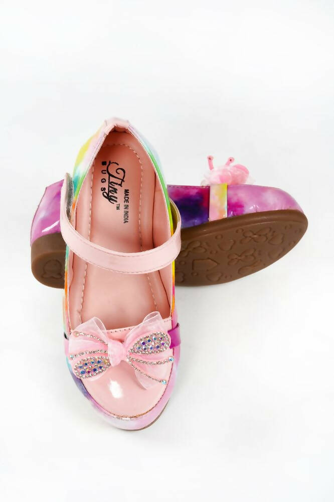 Tiny Bugs Girls Party Wear Velcro Ballerinas - Pink - Distacart