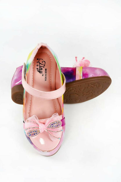 Tiny Bugs Girls Party Wear Velcro Ballerinas - Pink - Distacart