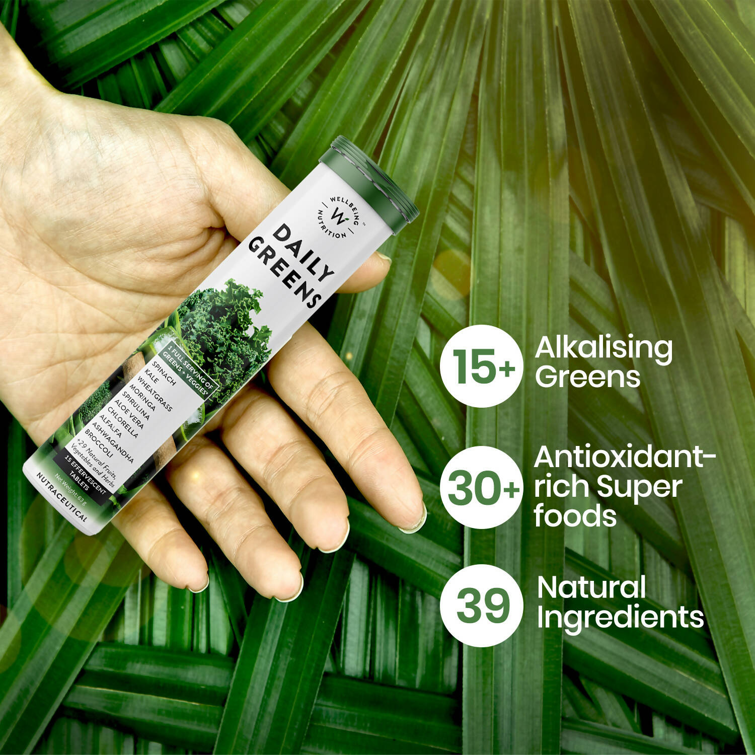 Wellbeing Nutrition Daily Greens Effervescent Tablets - Distacart