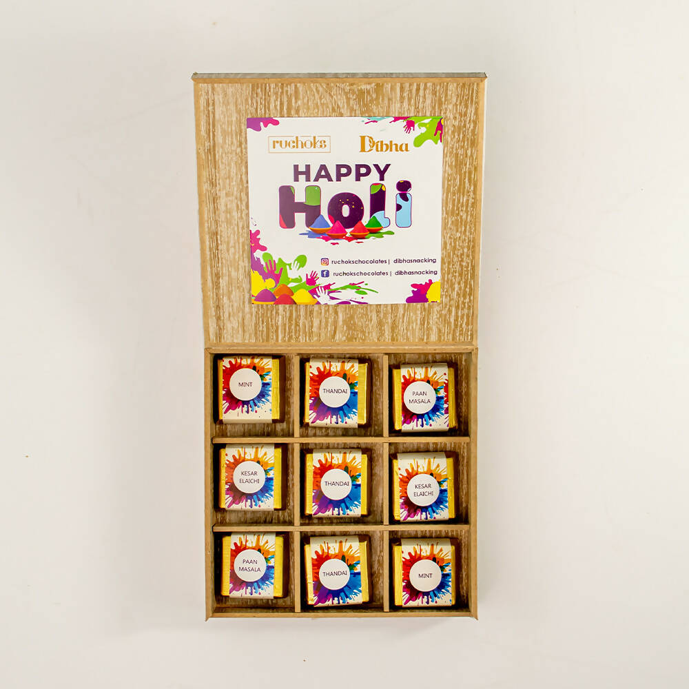 Dibha Happy Holi Premium Box Of 9 Chocolates - Distacart