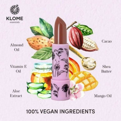 Klome Essentials Vegan Matte Lipstick-Clovewood (Nude Brown) - Distacart
