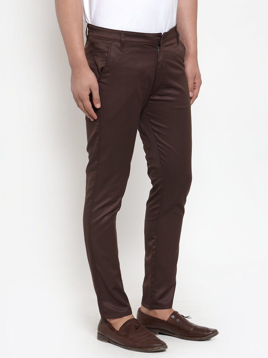 Jainish Men's Brown Solid Formal Trousers ( FGP 253Coffee ) - Distacart