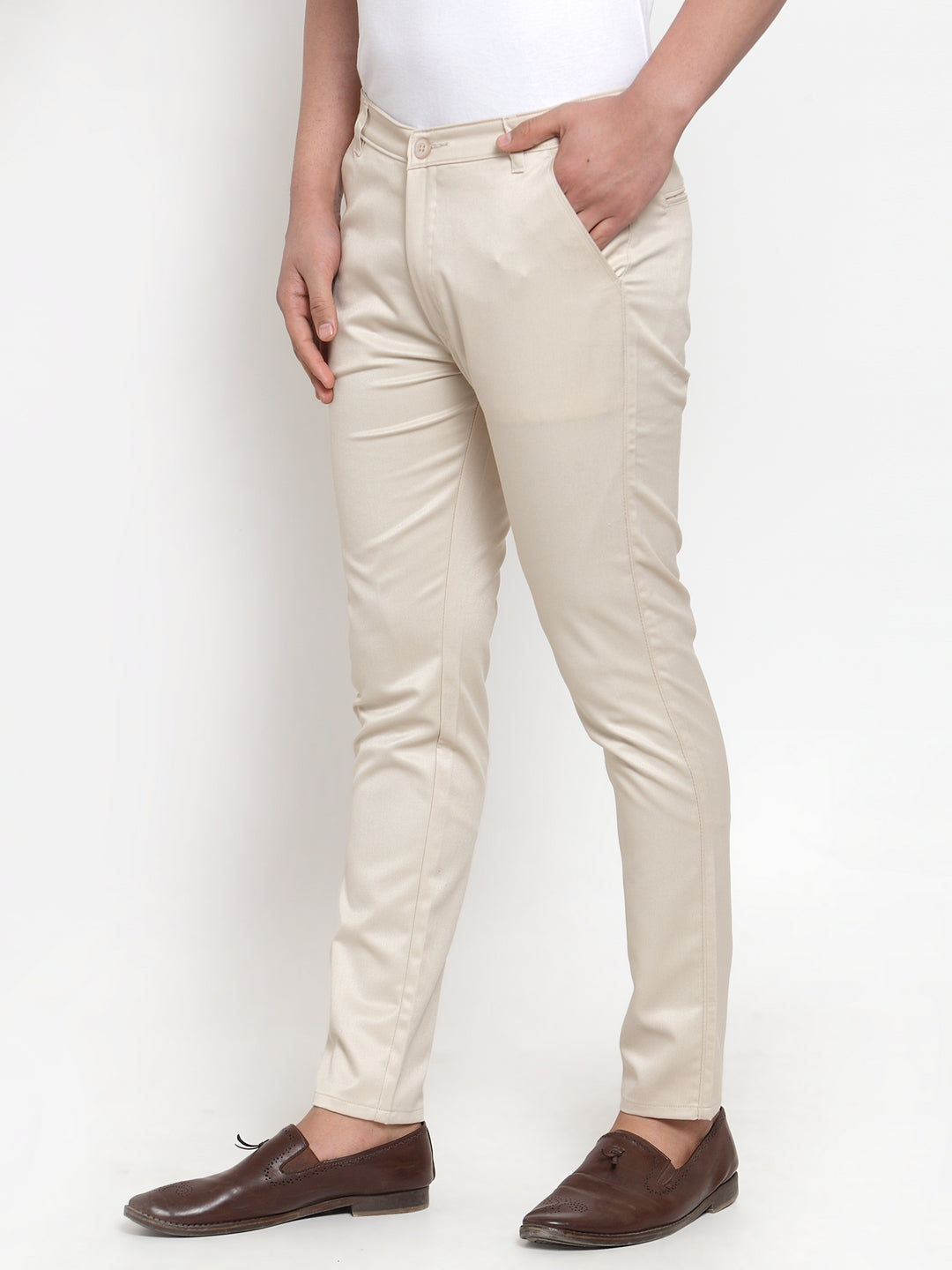 Jainish Men's Cream Solid Formal Trousers ( FGP 253Cream ) - Distacart