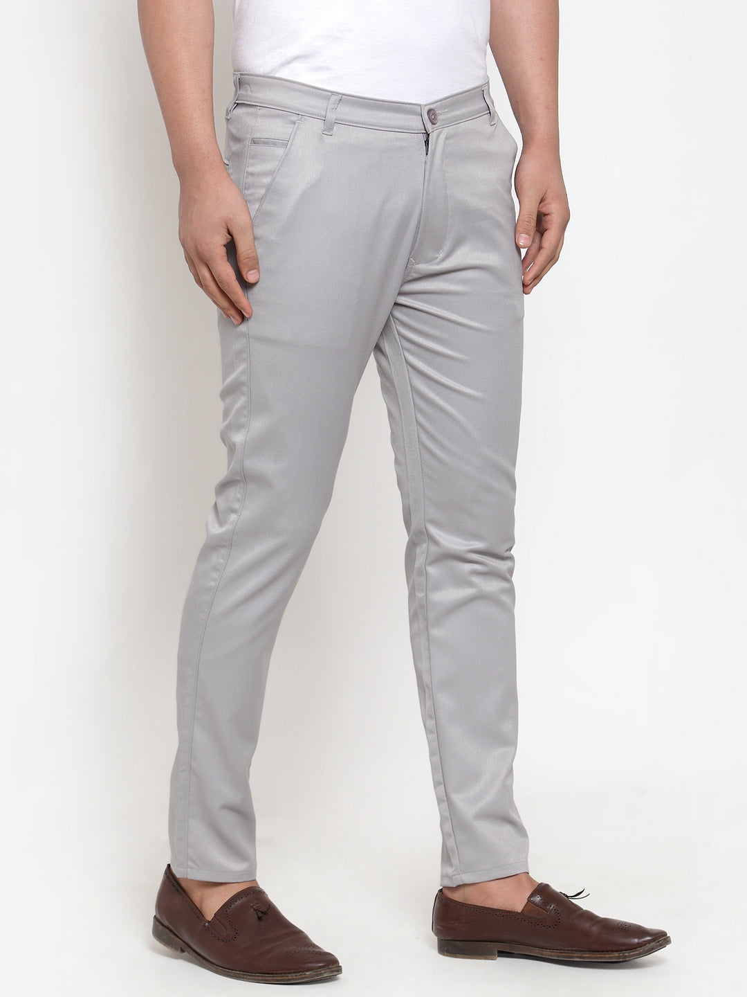Jainish Men's Grey Solid Formal Trousers ( FGP 253Light-Grey ) - Distacart