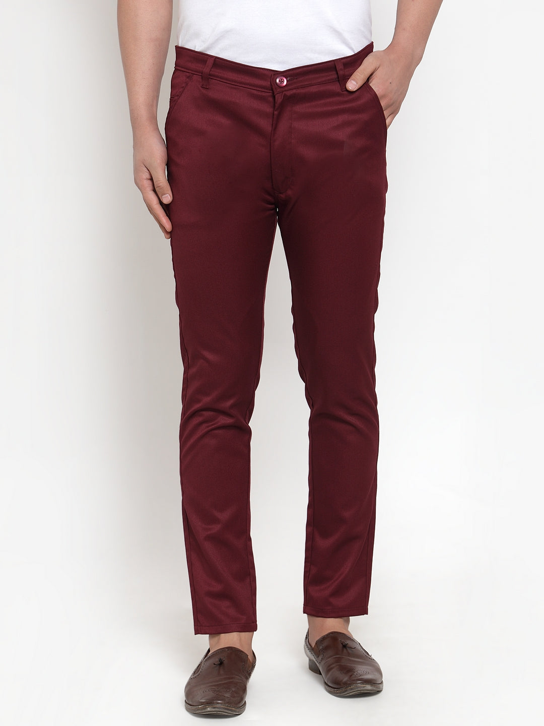 Jainish Men's Maroon Solid Formal Trousers ( FGP 253Maroon ) - Distacart