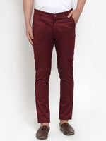 Thumbnail for Jainish Men's Maroon Solid Formal Trousers ( FGP 253Maroon ) - Distacart