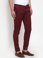 Thumbnail for Jainish Men's Maroon Solid Formal Trousers ( FGP 253Maroon ) - Distacart