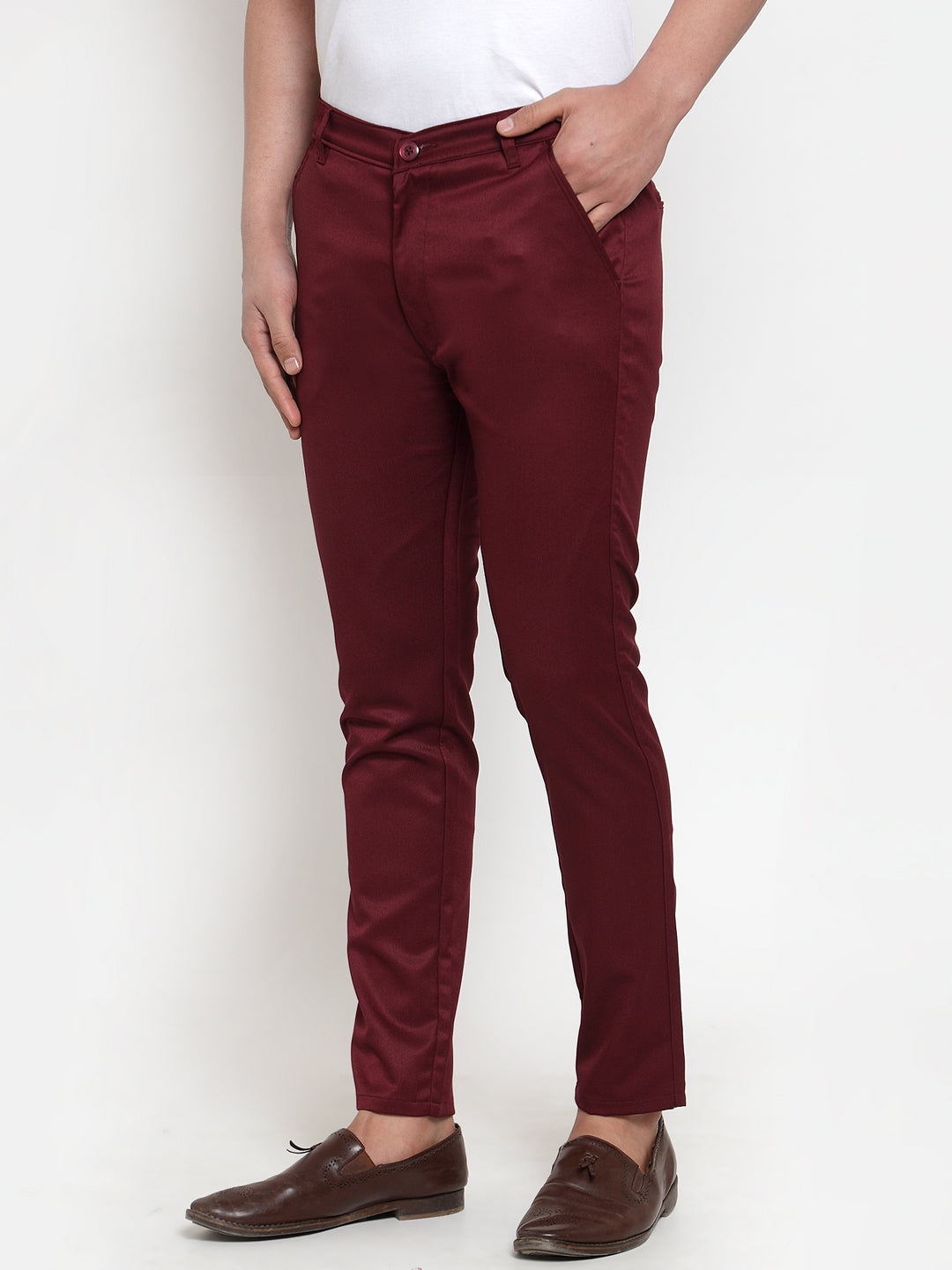 Jainish Men's Maroon Solid Formal Trousers ( FGP 253Maroon ) - Distacart