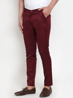 Thumbnail for Jainish Men's Maroon Solid Formal Trousers ( FGP 253Maroon ) - Distacart