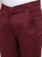 Thumbnail for Jainish Men's Maroon Solid Formal Trousers ( FGP 253Maroon ) - Distacart