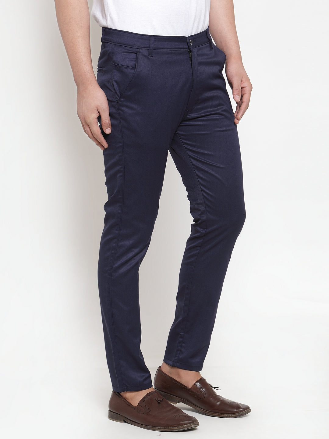 Jainish Men's Navy Solid Formal Trousers ( FGP 253Navy ) - Distacart