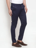 Thumbnail for Jainish Men's Navy Solid Formal Trousers ( FGP 253Navy ) - Distacart