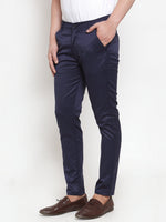 Thumbnail for Jainish Men's Navy Solid Formal Trousers ( FGP 253Navy ) - Distacart
