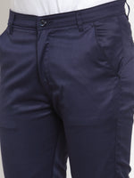 Thumbnail for Jainish Men's Navy Solid Formal Trousers ( FGP 253Navy ) - Distacart