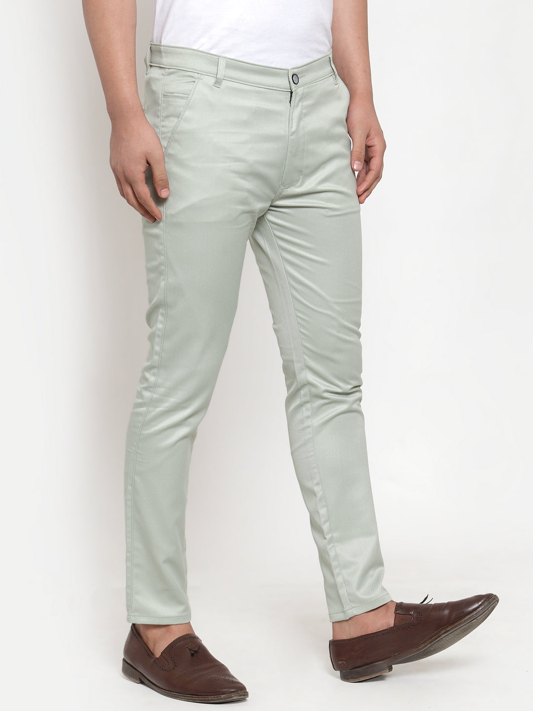 Jainish Men's Green Solid Formal Trousers ( FGP 253Pista ) - Distacart