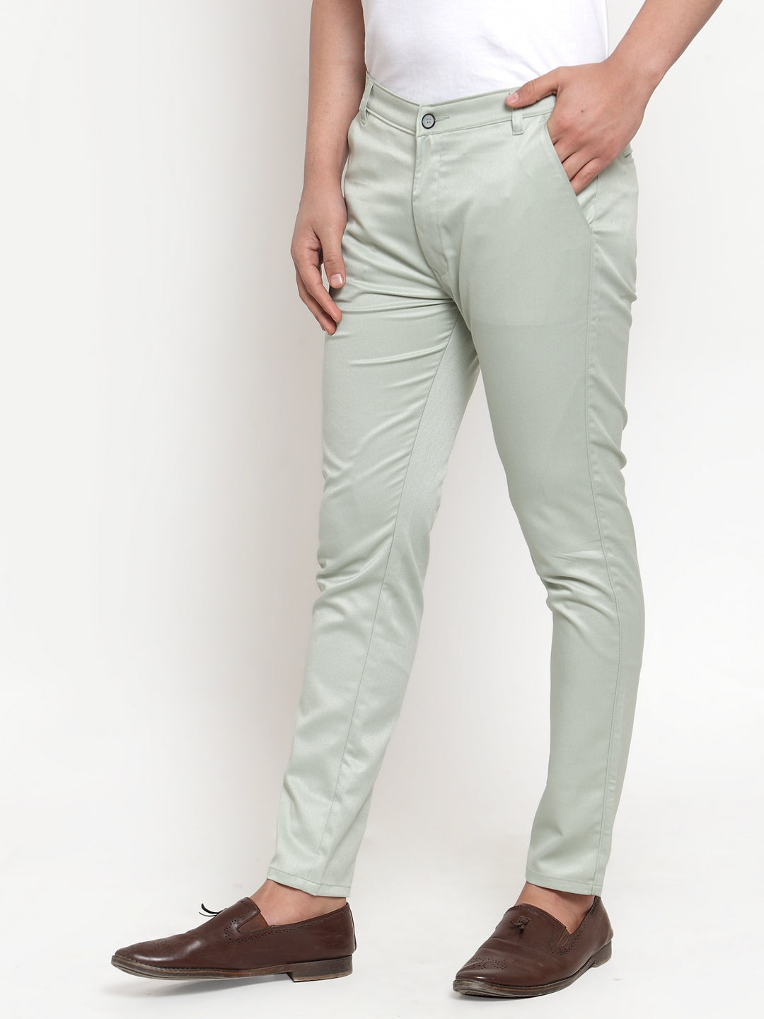 Jainish Men's Green Solid Formal Trousers ( FGP 253Pista ) - Distacart