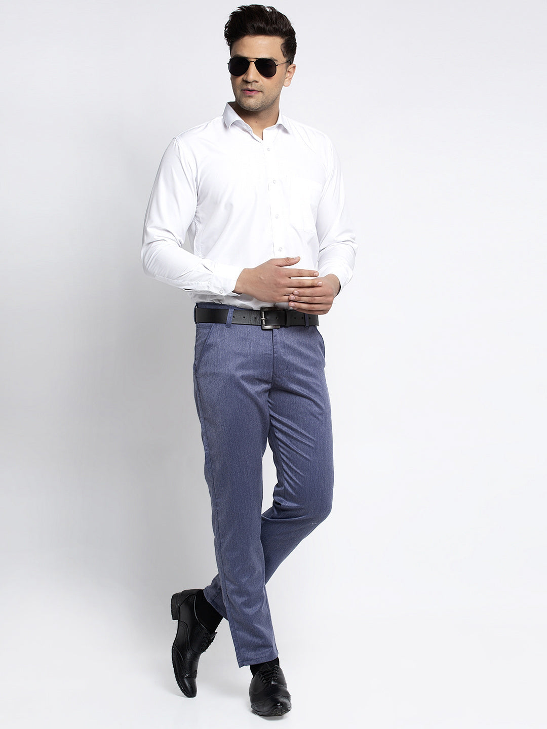 Jainish Men's Blue Cotton Solid Formal Trousers ( FGP 265Navy ) - Distacart
