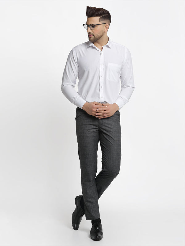 Jainish Men's Charcoal Checked Formal Trousers ( FGP 266Charcoal ) - Distacart