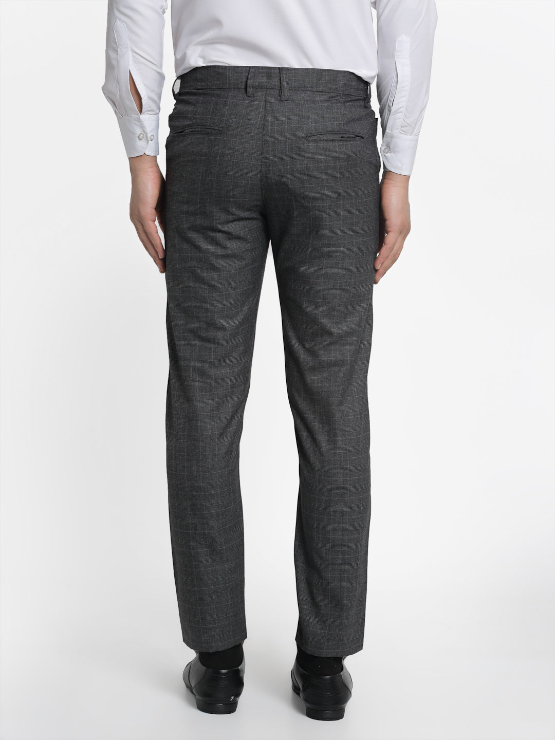 Jainish Men's Charcoal Checked Formal Trousers ( FGP 266Charcoal ) - Distacart