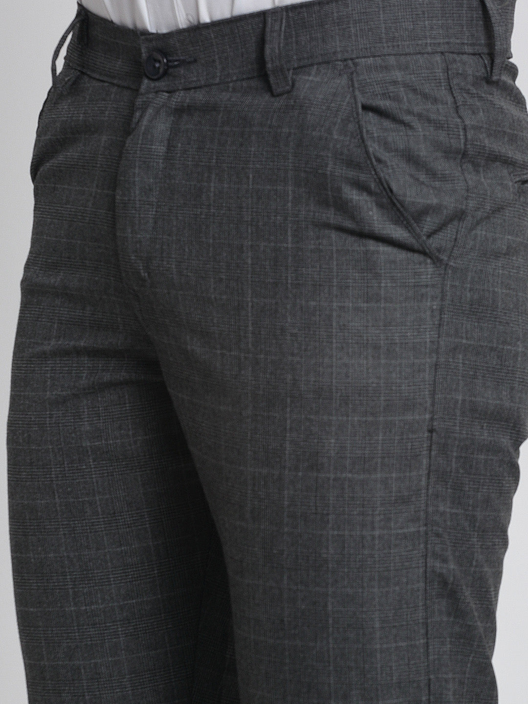 Jainish Men's Charcoal Checked Formal Trousers ( FGP 266Charcoal ) - Distacart