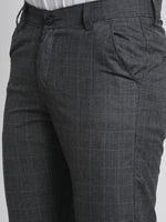 Thumbnail for Jainish Men's Charcoal Checked Formal Trousers ( FGP 266Charcoal ) - Distacart