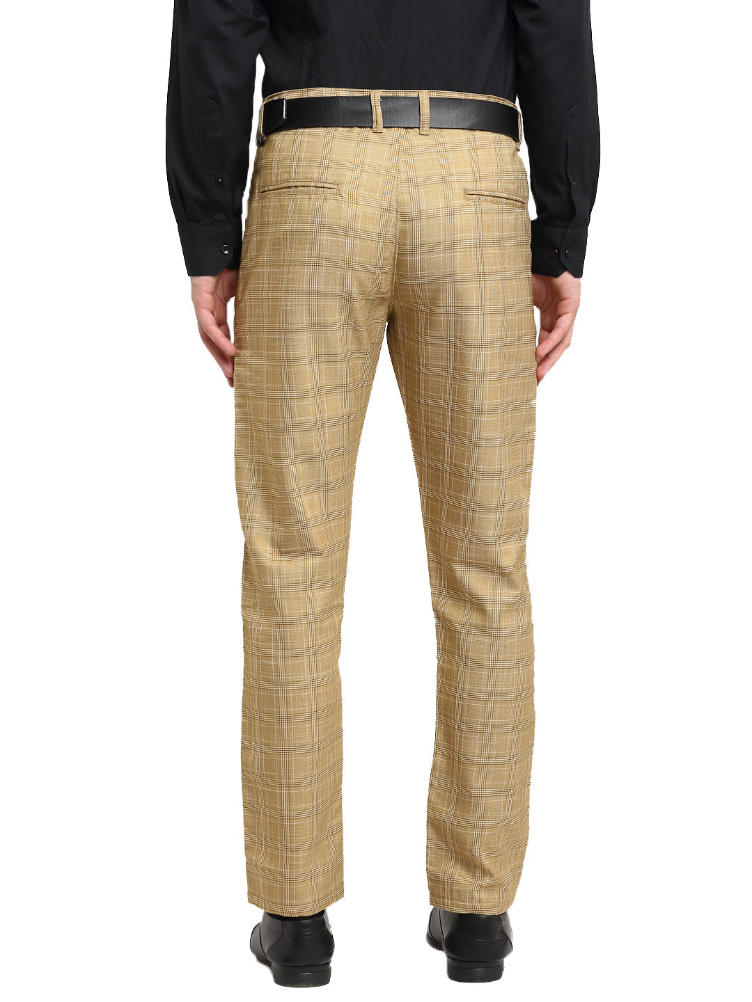 Jainish Men's Beige Cotton Checked Formal Trousers ( FGP 267Beige ) - Distacart