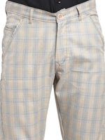 Thumbnail for Jainish Men's Blue Cotton Checked Formal Trousers ( FGP 267Blue ) - Distacart